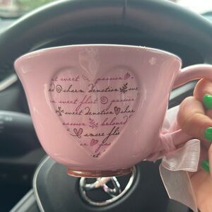 Pink Heart-Patterned Teacup